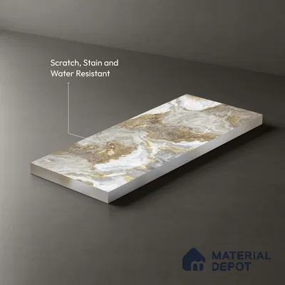 Brown Marble Look LM 06200 8 ft x 4 ft Texture Finish Decorative Laminate - 1 mm | Suitable for TV Unit, Wardrobe, Kitchen Cabinets