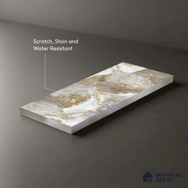 Brown Marble Look LM 06200 8 ft x 4 ft Texture Finish Decorative Laminate - 1 mm | Suitable for TV Unit, Wardrobe, Kitchen Cabinets