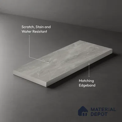 Grey Marble Look LM 05345 8 ft x 4 ft Texture Finish Decorative Laminate - 1 mm | Suitable for TV Unit, Wardrobe, Kitchen Cabinets