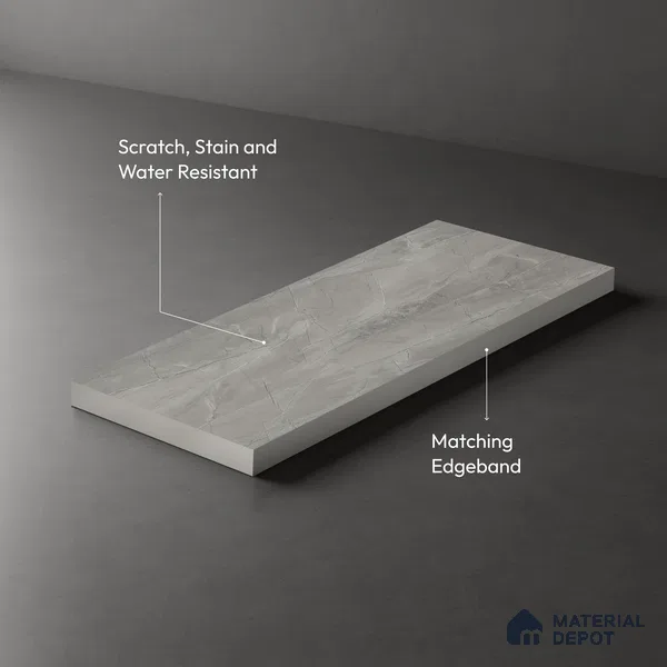 Grey Marble Look LM 05345 8 ft x 4 ft Texture Finish Decorative Laminate - 1 mm | Suitable for TV Unit, Wardrobe, Kitchen Cabinets
