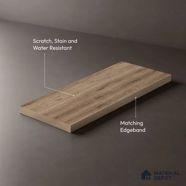 Wooden Look LM 05350 Cezarus Kraft Oak 8 ft x 4 ft Texture Finish Decorative Laminate - 1 mm | Suitable for TV Unit, Wardrobe, Kitchen Cabinets