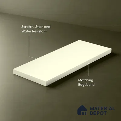 Warm White Beige Solid Colors Look LM 01856 8 ft x 4 ft Matte Finish Decorative Laminate - 1 mm | Suitable for Living Room, Kitchen, Office