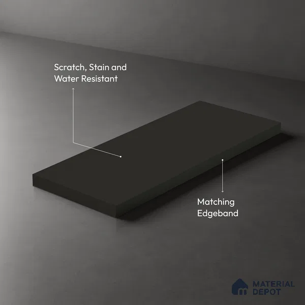 Solid Black Solid Colors Look LM 01904 8 ft x 4 ft Matte Finish Decorative Laminate - 1 mm | Suitable for Living Room, Kitchen, Office