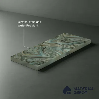Grey Wave Look LM 13842 8 ft x 4 ft High Gloss Finish Decorative Laminate - 1 mm | Suitable for TV Unit, Wardrobe, Kitchen Cabinets