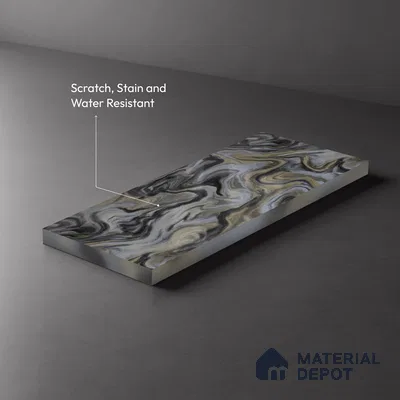 Grey Wave Look LM 13843 8 ft x 4 ft High Gloss Finish Decorative Laminate - 1 mm | Suitable for TV Unit, Wardrobe, Kitchen Cabinets