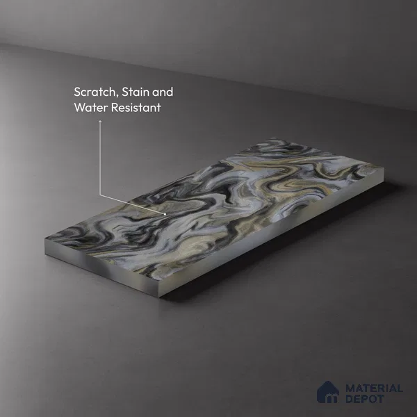 Grey Wave Look LM 13843 8 ft x 4 ft High Gloss Finish Decorative Laminate - 1 mm | Suitable for TV Unit, Wardrobe, Kitchen Cabinets