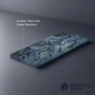 Blue Wave Look LM 13844 8 ft x 4 ft High Gloss Finish Decorative Laminate - 1 mm | Suitable for TV Unit, Wardrobe, Kitchen Cabinets