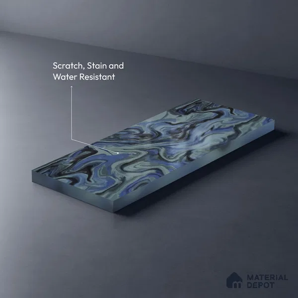 Blue Wave Look LM 13844 8 ft x 4 ft High Gloss Finish Decorative Laminate - 1 mm | Suitable for TV Unit, Wardrobe, Kitchen Cabinets
