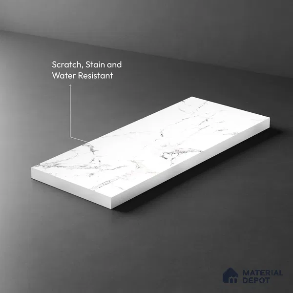 White Marble Look LM 13871 8 ft x 4 ft Matte Finish Decorative Laminate - 1 mm | Suitable for TV Unit, Wardrobe, Kitchen Cabinets