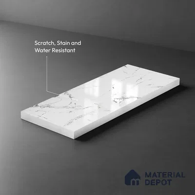 White Marble Look LM 13882 8 ft x 4 ft High Gloss Finish Decorative Laminate - 1 mm | Suitable for TV Unit, Wardrobe, Kitchen Cabinets
