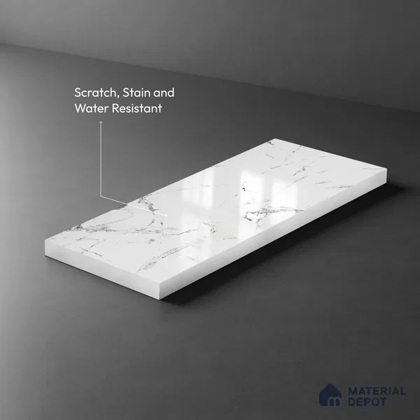 White Marble Look LM 13882 8 ft x 4 ft High Gloss Finish Decorative Laminate - 1 mm | Suitable for TV Unit, Wardrobe, Kitchen Cabinets