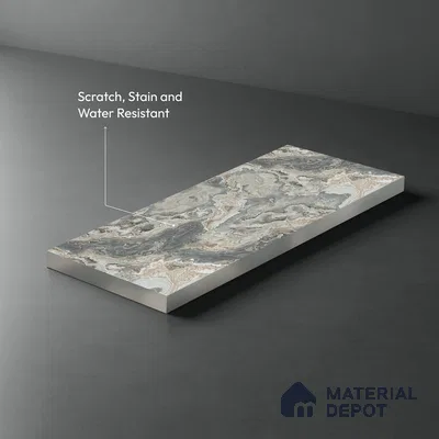 Grey Marble Look LM 21363 8 ft x 4 ft PU Finish Decorative Laminate - 1 mm | Suitable for TV Unit, Wardrobe, Kitchen Cabinets