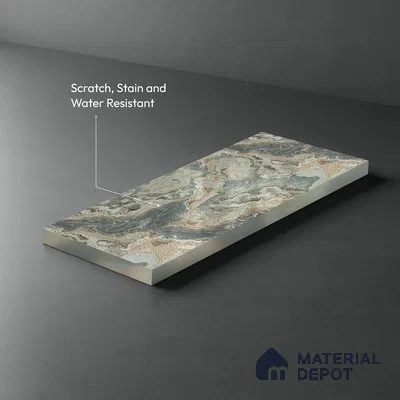 Grey Marble Look LM 21394 8 ft x 4 ft High Gloss Finish Decorative Laminate - 1 mm | Suitable for TV Unit, Wardrobe, Kitchen Cabinets