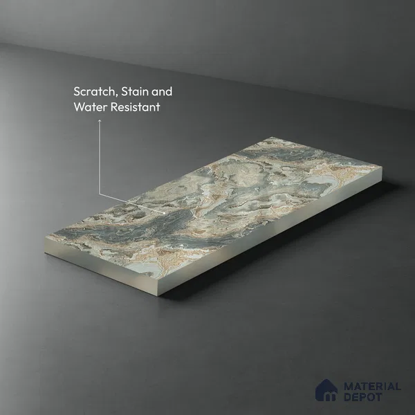 Grey Marble Look LM 21394 8 ft x 4 ft High Gloss Finish Decorative Laminate - 1 mm | Suitable for TV Unit, Wardrobe, Kitchen Cabinets