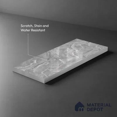 Grey Marble Look LM 21396 8 ft x 4 ft High Gloss Finish Decorative Laminate - 1 mm | Suitable for TV Unit, Wardrobe, Kitchen Cabinets