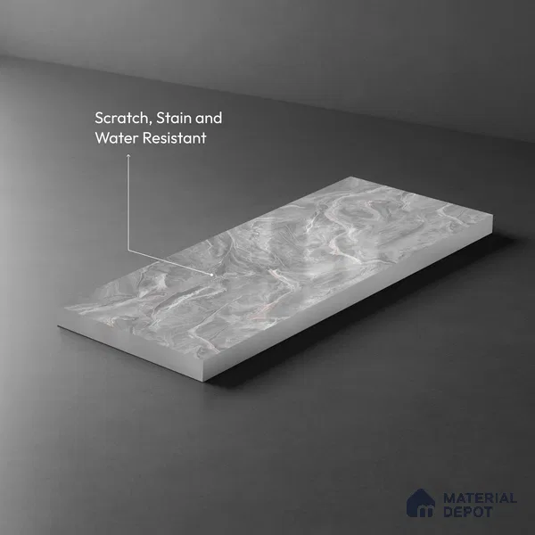 Grey Marble Look LM 21396 8 ft x 4 ft High Gloss Finish Decorative Laminate - 1 mm | Suitable for TV Unit, Wardrobe, Kitchen Cabinets