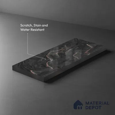 Grey Marble Look LM 21397 8 ft x 4 ft High Gloss Finish Decorative Laminate - 1 mm | Suitable for TV Unit, Wardrobe, Kitchen Cabinets