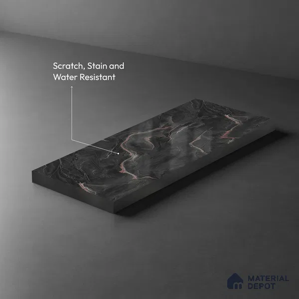 Grey Marble Look LM 21397 8 ft x 4 ft High Gloss Finish Decorative Laminate - 1 mm | Suitable for TV Unit, Wardrobe, Kitchen Cabinets