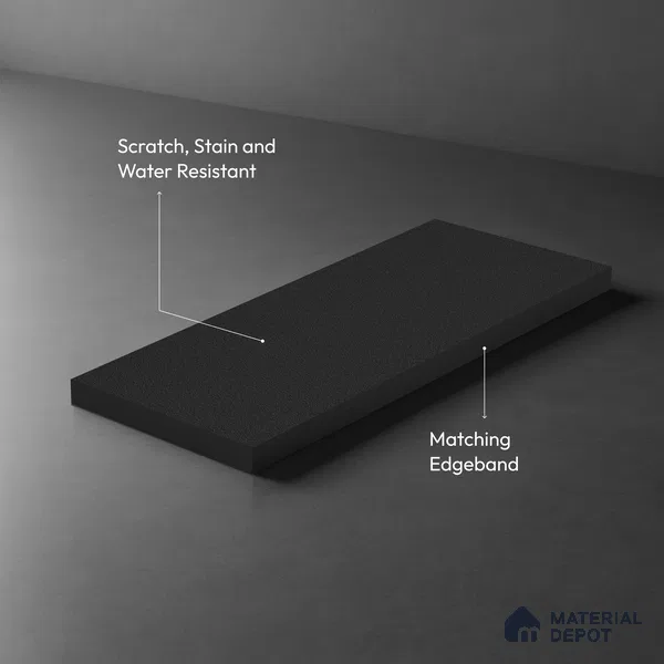 LM 19421 Charcoal Black Solid Color Suede Finish 8 ft x 4 ft Decorative Laminate - 1 mm | Suitable for Living Room, Kitchen, Office