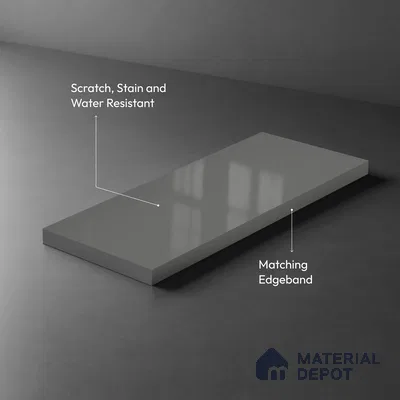 LM 19424 C Slate Grey Solid Color Glossy Finish 8 ft x 4 ft Decorative Laminate - 1 mm | Suitable for Living Room, Kitchen, Office