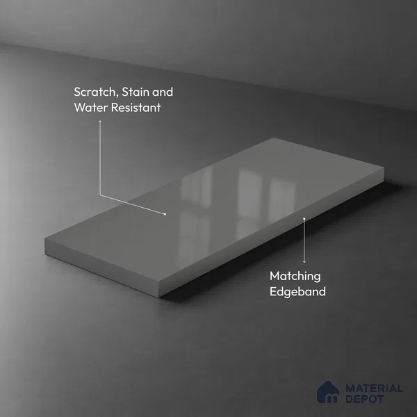 LM 19424 C Slate Grey Solid Color Glossy Finish 8 ft x 4 ft Decorative Laminate - 1 mm | Suitable for Living Room, Kitchen, Office
