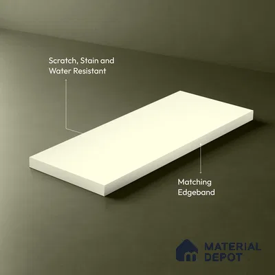 LM 19441 H Off White Solid Color Matte Finish 8 ft x 4 ft Decorative Laminate - 1 mm | Suitable for Living Room, Kitchen, Office