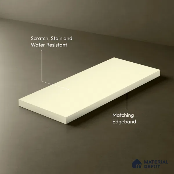 LM 19441 P Frosty White Solid Color Suede Finish 8 ft x 4 ft Decorative Laminate - 1 mm | Suitable for Living Room, Kitchen, Office