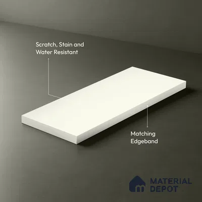 LM 19442 White Solid Color Matte Finish 8 ft x 4 ft Decorative Laminate - 1 mm | Suitable for Living Room, Kitchen, Office