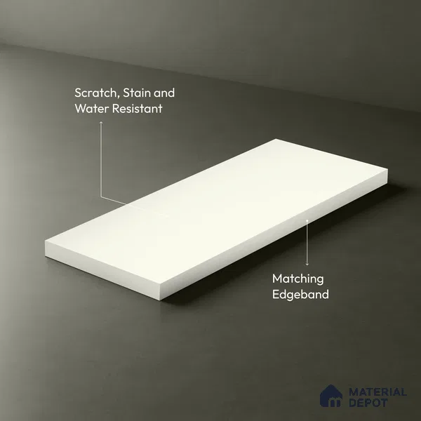 LM 19442 White Solid Color Matte Finish 8 ft x 4 ft Decorative Laminate - 1 mm | Suitable for Living Room, Kitchen, Office