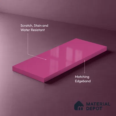 LM 19443 Vivid Pink Solid Color Glossy Finish 8 ft x 4 ft Decorative Laminate - 1 mm | Suitable for Living Room, Kitchen, Office