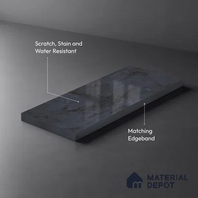 LM 19448 B Regal Black Marble High Gloss Finish 8 ft x 4 ft Decorative Laminate - 1 mm | Suitable for TV Unit, Wardrobe, Kitchen Cabinets