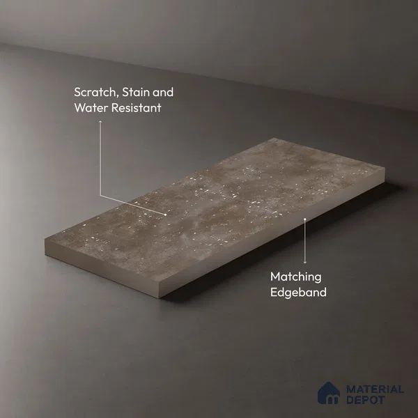 LM 19449 Dark Urban Lime Stone Texture Finish 8 ft x 4 ft Decorative Laminate - 1 mm | Suitable for TV Unit, Wardrobe, Kitchen Cabinets