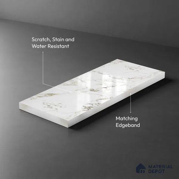 LM 19457 C Vertex Angle Marble High Gloss Finish 8 ft x 4 ft Decorative Laminate - 1 mm | Suitable for TV Unit, Wardrobe, Kitchen Cabinets