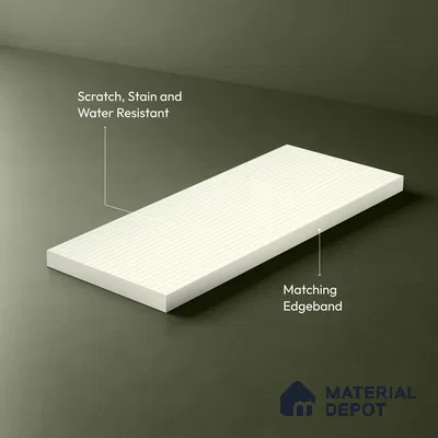 Warm White Fluted Solid Color LM 19470 B Warm White Glossy Finish 8 ft x 4 ft Glossy Finish Decorative Laminate - 1 mm | Suitable for TV Unit,Wardrobe, Kitchen Cabinets