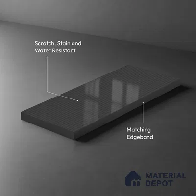 Charcoal Grey Fluted Solid Color LM 19473 B Silver Glossy Finish 8 ft x 4 ft Glossy Finish Decorative Laminate - 1 mm | Suitable for TV Unit,Wardrobe, Kitchen Cabinets