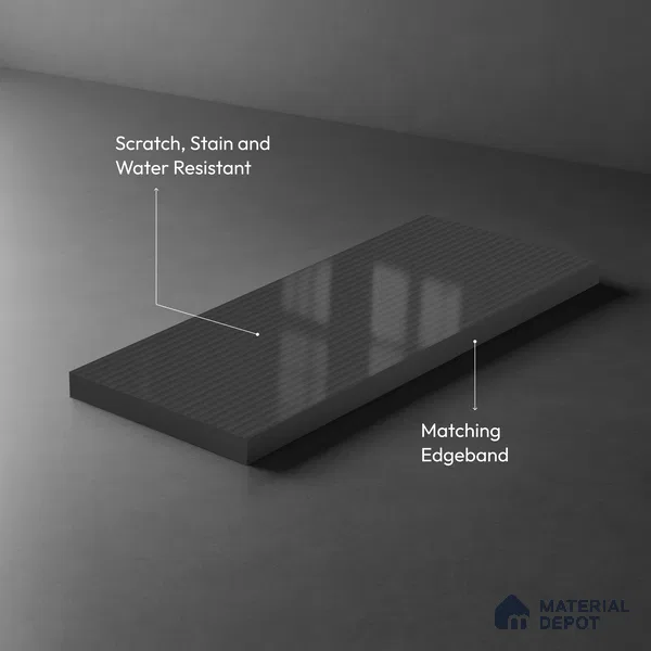 Charcoal Grey Fluted Solid Color LM 19473 B Silver Glossy Finish 8 ft x 4 ft Glossy Finish Decorative Laminate - 1 mm | Suitable for TV Unit,Wardrobe, Kitchen Cabinets