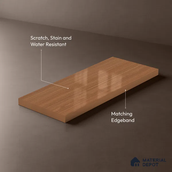 Wooden Look LM 19484 D Chesterfield Oak Wood High Gloss Finish 8 ft x 4 ft Decorative Laminate - 1 mm | Suitable for TV Unit, Wardrobe, Kitchen Cabinets