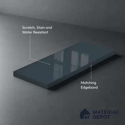 LM 21055 D Charcoal Grey Solid Color Glossy Finish 8 ft x 4 ft Decorative Laminate - 1 mm | Suitable for Living Room, Kitchen, Office