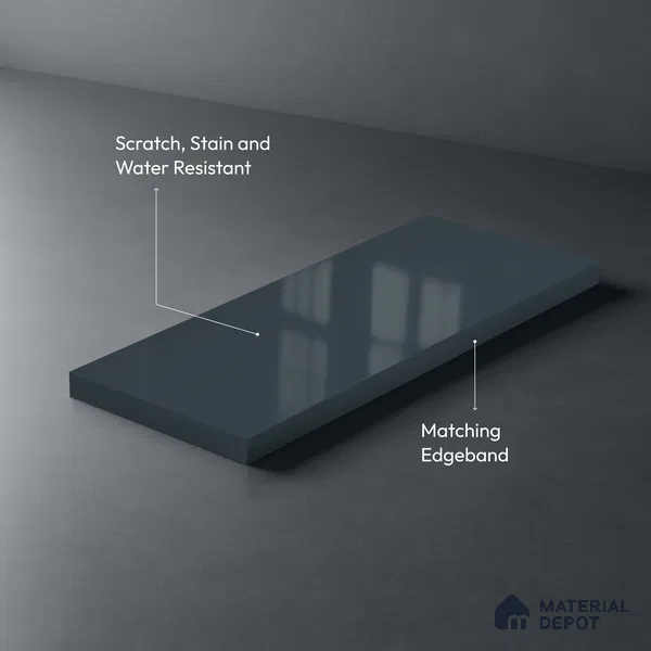 LM 21055 D Charcoal Grey Solid Color Glossy Finish 8 ft x 4 ft Decorative Laminate - 1 mm | Suitable for Living Room, Kitchen, Office