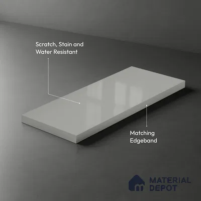 LM 21059 C Steelmist Grey Solid Color Glossy Finish 8 ft x 4 ft Decorative Laminate - 1 mm | Suitable for Living Room, Kitchen, Office