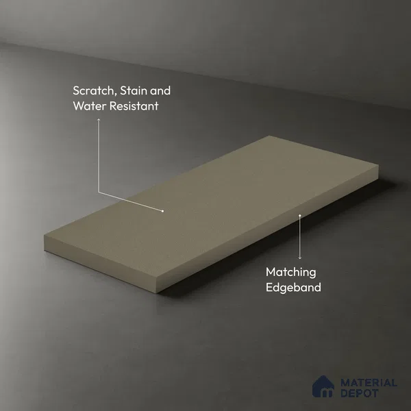 LM 21061 F Veloura Beige Solid Color Suede Finish 8 ft x 4 ft Decorative Laminate - 1 mm | Suitable for Living Room, Kitchen, Office