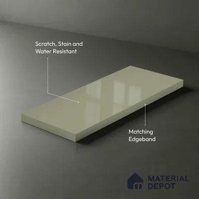 LM 21065 C Beige Solid Color Glossy Finish 8 ft x 4 ft Decorative Laminate - 1 mm | Suitable for Living Room, Kitchen, Office