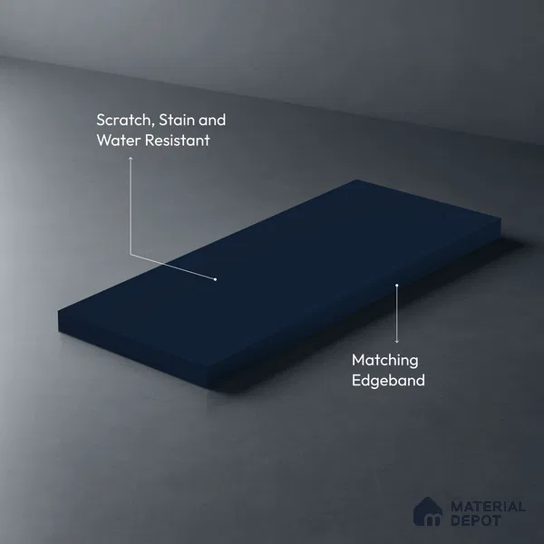 LM 21070 D Midnight Navy Sliky Matte Finish 8 ft x 4 ft Decorative Laminate - 1 mm | Suitable for Living Room, Kitchen, Office