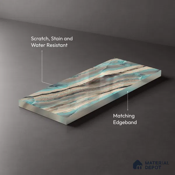 LM 21099 Molten Design Digital High Gloss Finish 8 ft x 4 ft Decorative Laminate - 1 mm | Suitable for TV Unit, Wardrobe, Kitchen Cabinets