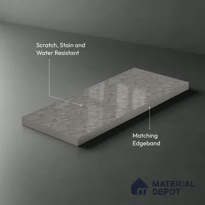 Patterned Look LM 21106 B Satin Botanical Leaf Marble High Gloss Finish 8 ft x 4 ft Decorative Laminate - 1 mm | Suitable for Bedroom, TV Unit, Wardrobe