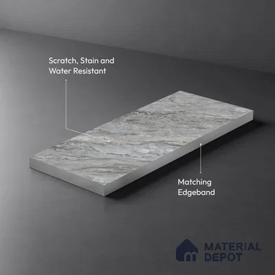 Stone Look LM 21107 B Glacier Mist Noble Diagon Texture Finish 8 ft x 4 ft Decorative Laminate - 1 mm | Suitable for TV Unit, Wardrobe, Kitchen Cabinets