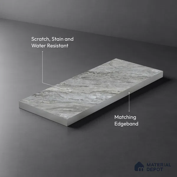 Stone Look LM 21107 B Glacier Mist Noble Diagon Texture Finish 8 ft x 4 ft Decorative Laminate - 1 mm | Suitable for TV Unit, Wardrobe, Kitchen Cabinets