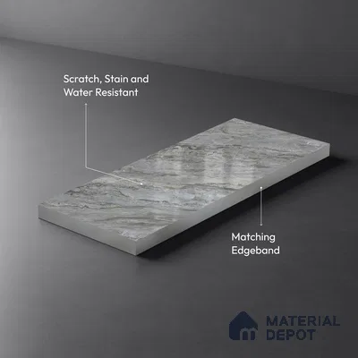 Marble Look LM 21107 C Glacier Mist Marble High Gloss Finish 8 ft x 4 ft Decorative Laminate - 1 mm | Suitable for TV Unit, Wardrobe, Kitchen Cabinets
