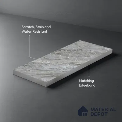 Stone Look LM 21107 E Glacier Mist Lime Stone Texture Finish 8 ft x 4 ft Decorative Laminate - 1 mm | Suitable for TV Unit, Wardrobe, Kitchen Cabinets