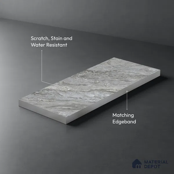 Stone Look LM 21107 E Glacier Mist Lime Stone Texture Finish 8 ft x 4 ft Decorative Laminate - 1 mm | Suitable for TV Unit, Wardrobe, Kitchen Cabinets